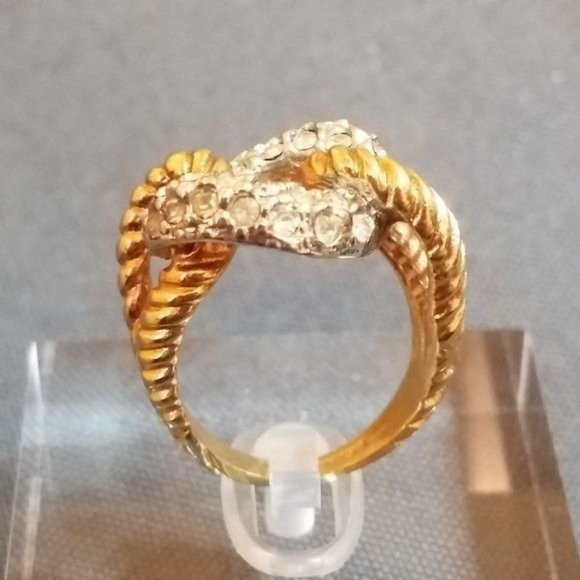 Twist Ring 18k hge gold and rhinestone knot ring size 6.5 designer J Esposito - Picture 5 of 7